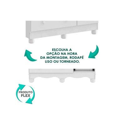Guarda Roupa Infantil c/ 3 Portas (2 Cristal) e 3 Gavetas Uli Branco/Amendoa - Peroba