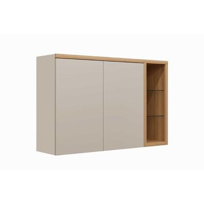 Armário Aéreo p/ Cozinha Allure c/ 2 Portas e 3 Nichos 120cm Jequitiba/Gris Fosco - Linea Brasil