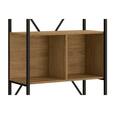 Estante p/ Sala Industrial Alta LI014 c/ 6 Nichos 72x202cm Canela/Branco - Kappesberg