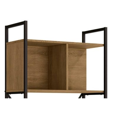 Estante p/ Sala Industrial Alta LI014 c/ 6 Nichos 72x202cm Canela/Branco - Kappesberg