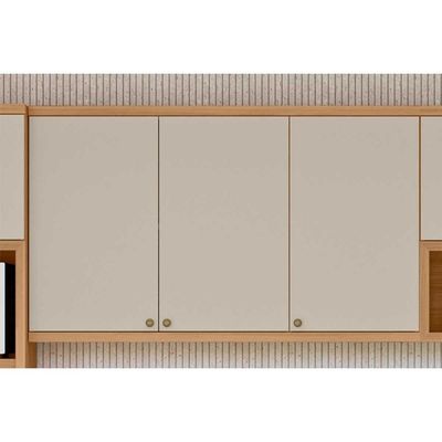 Armário Aéreo p/ Cozinha Selene c/ 3 Portas 120cm Jequitiba/Off White Fosco - Linea Brasil