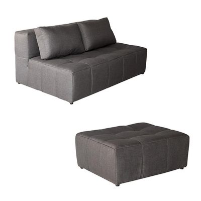 Sofá Modular 2 Lugares com Puff Soho Linho Grafite
