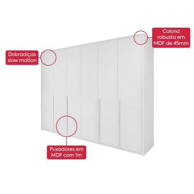 Guarda Roupa 6 Portas S/ Espelho Easy Space Branco Lopas