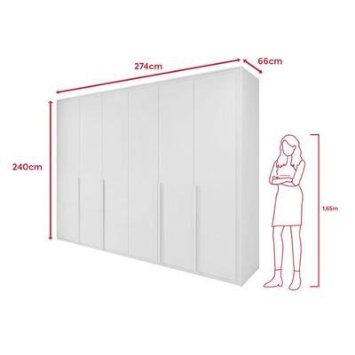 Guarda Roupa 6 Portas S/ Espelho Easy Space Branco Lopas