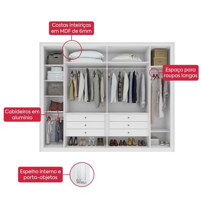 Guarda Roupa 6 Portas S/ Espelho Easy Space Branco Lopas
