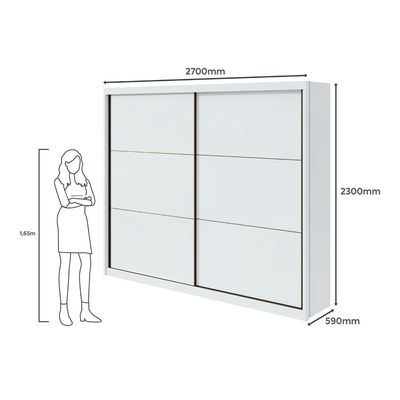 Guarda-Roupa Casal Toronto 2 Portas 6 Gavetas Com Espelho Branco