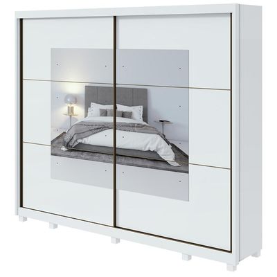 Guarda-Roupa Casal Toronto 2 Portas 6 Gavetas Com Espelho Branco