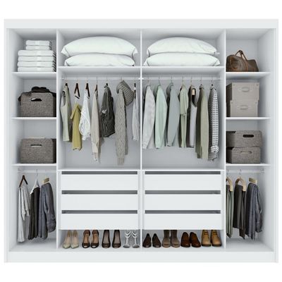 Guarda-Roupa Casal Toronto 2 Portas 6 Gavetas Com Espelho Branco