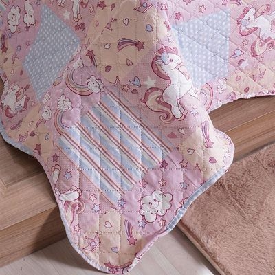 Kit Colcha Casal Ultra Lisse Kids New Rolinho 210x230cm Unicórnio