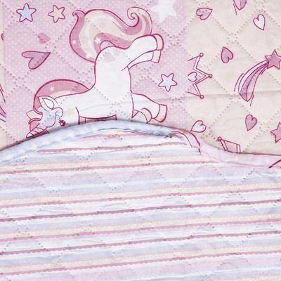 Kit Colcha Casal Ultra Lisse Kids New Rolinho 210x230cm Unicórnio
