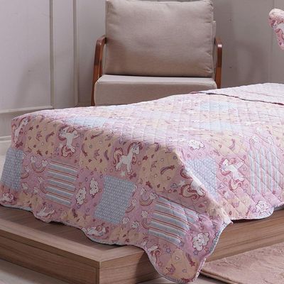 Kit Colcha Casal Ultra Lisse Kids New Rolinho 210x230cm Unicórnio