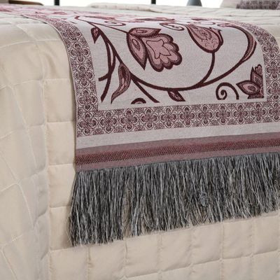 Kit Cobertor Peseira Grécia 5 Peças Queen 60% Algodão 40% Poliéster Jacquard Cor:vinho