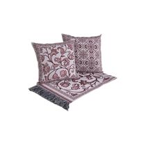 Kit Cobertor Peseira Grécia 5 Peças Queen 60% Algodão 40% Poliéster Jacquard Cor:vinho
