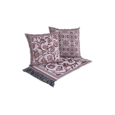 Kit Cobertor Peseira Grécia 5 Peças Queen 60% Algodão 40% Poliéster Jacquard Cor:vinho