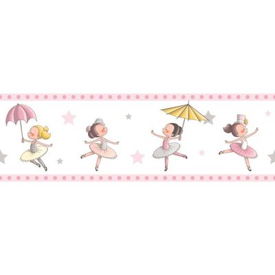 Faixa De Parede Treboli Rosa Bailarinas 5922