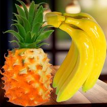 Kit 6 Abacaxi Tropical Maço Bananas Enfeite Fruta Em Isopor