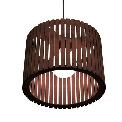 Luminária Pendente Berlim Modelo Ripado - Marrom