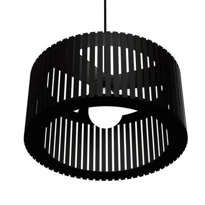 Luminária Pendente Berlim Modelo Ripado - Preta