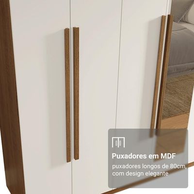 Guarda-roupa Casal 8 Portas Batentes Com Espelho Saturno Madesa Rustic/branco