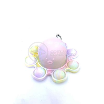 Chaveiro Polvo Reversível Pop It Anti Stress Silicone