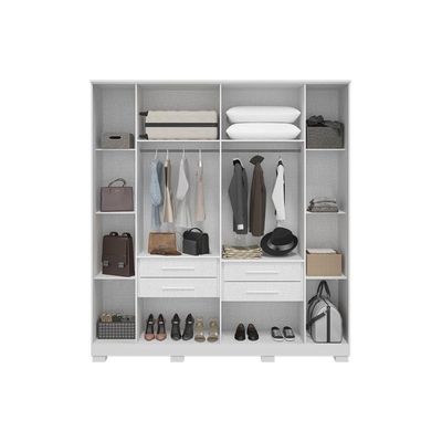Guarda Roupa Casal 6 Portas (2 Ripadas) e 4 Gavetas Jamile Cinamomo/Off White - ACP