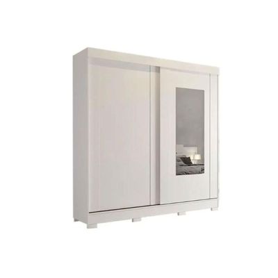 Guarda Roupa Casal 2 Portas de Correr (1 c/ Espelho) e 8 Gavetas Ilheus Branco - Panan