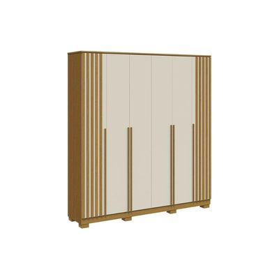 Guarda Roupa Casal 6 Portas (2 Ripadas) e 4 Gavetas Jamile Cinamomo/Off White - ACP