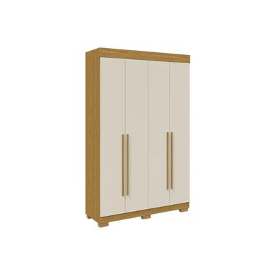 Guarda Roupa Solteiro 4 Portas e 2 Gavetas Ágata Cinamomo/Off White - ACP