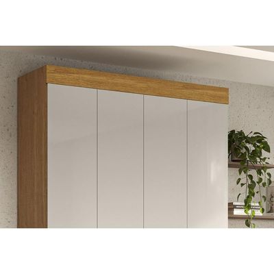 Guarda Roupa Solteiro 4 Portas e 2 Gavetas Ágata Cinamomo/Off White - ACP