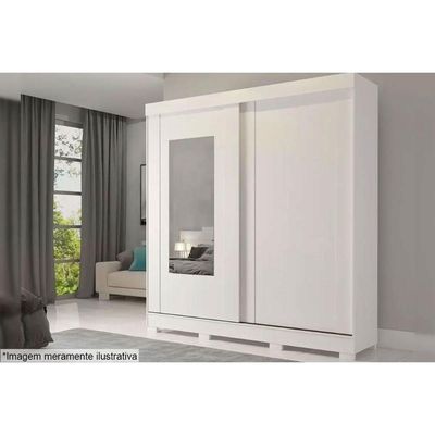 Guarda Roupa Casal 2 Portas de Correr (1 c/ Espelho) e 8 Gavetas Ilheus Branco - Panan