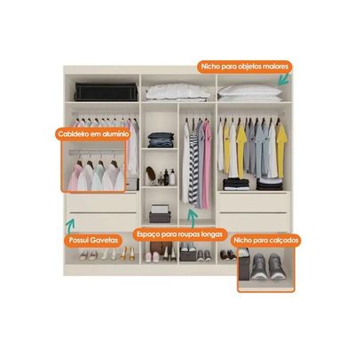 Guarda Roupa Casal 6 Portas e 4 Gavetas Oslo Braúna - Europa