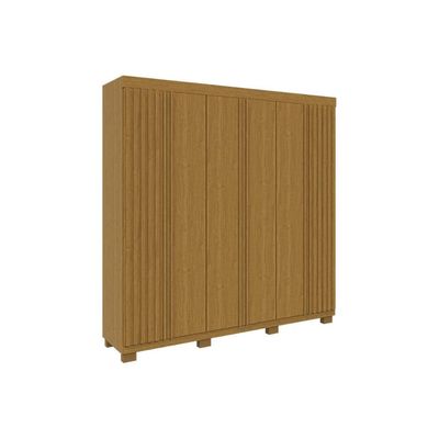 Guarda Roupa Casal 6 Portas (2 Ripadas) e 6 Gavetas Eliza Branco/Cinamomo - ACP