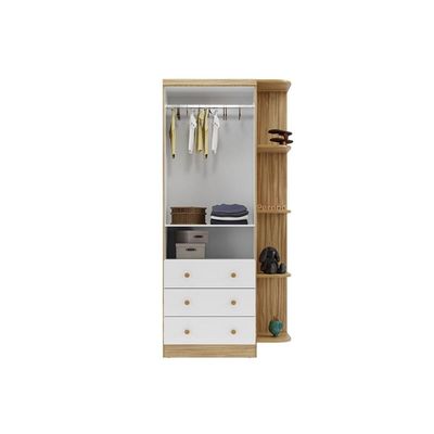 Guarda Roupa Infantil c/ 2 Portas Cristal e 3 Gavetas Tedy Branco - Peroba