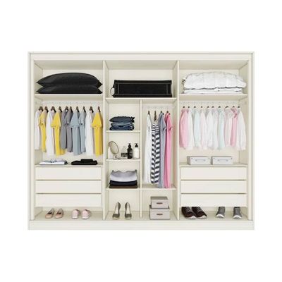 Guarda Roupa Casal 6 Portas (2 c/ Espelho) e 6 Gavetas Argos Off White/Peroba - Europa