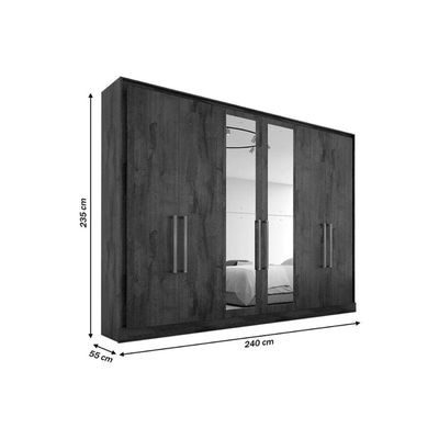 Guarda Roupa Casal 6 Portas (2 c/ Espelho) e 6 Gavetas Argos Off White/Peroba - Europa