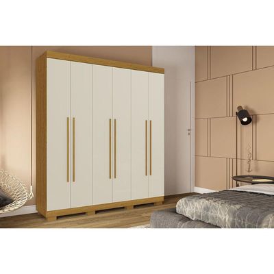 Guarda Roupa Solteiro 6 Portas e 3 Gavetas Paolla Cinamomo/Off White - ACP