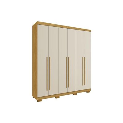 Guarda Roupa Solteiro 6 Portas e 3 Gavetas Paolla Cinamomo/Off White - ACP