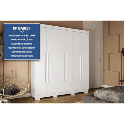 Guarda Roupa Solteiro 6 Portas e 3 Gavetas Paolla Cinamomo/Off White - ACP