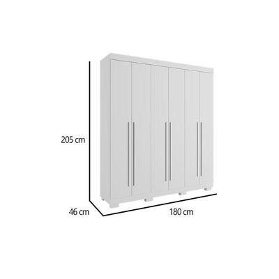 Guarda Roupa Solteiro 6 Portas e 3 Gavetas Paolla Cinamomo/Off White - ACP
