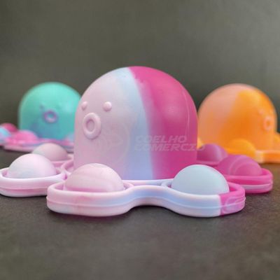 Chaveiro Polvo Reversível Pop It Anti Stress Silicone