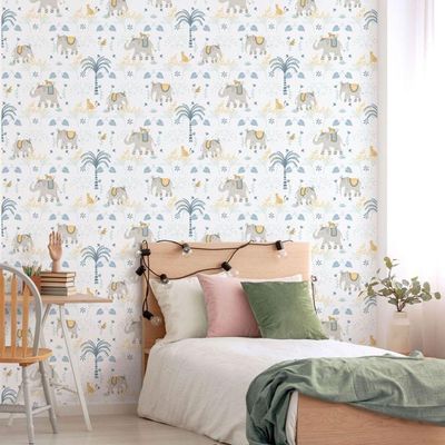 Papel De Parede Enzo Elefante Azul 285-2