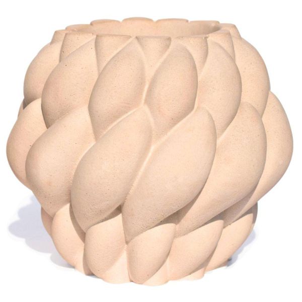 Vaso Decorativo Novelo 13cm Em Cimento Artesanal Sala E Cozinha Palha