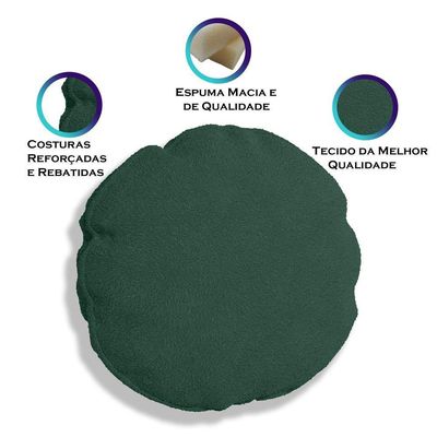 Kit 2 Capas Para Almofada Redonda Veludo 50x50cm 7 Decor Verde Escuro