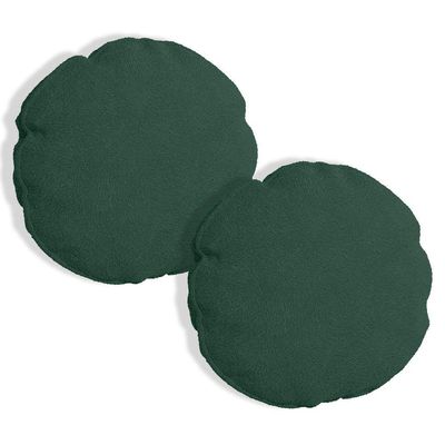 Kit 2 Capas Para Almofada Redonda Veludo 40x40cm 7 Decor Verde Escuro