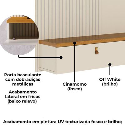 Painel Suspenso Tv 55 Pol 1p 141 Cm Iris Cinamomo Off White Madetec Cinamomo Off White