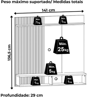 Painel Suspenso Tv 55 Pol 1p 141 Cm Iris Cinamomo Off White Madetec Cinamomo Off White