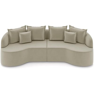 Sofá 3 Lugares Orgânico Living 230cm Ekos K01 Veludo Bege - Lyam Decor