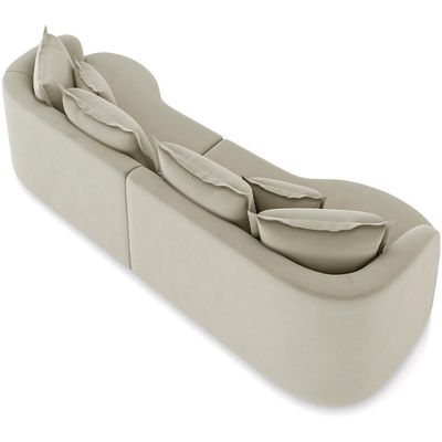 Sofá 3 Lugares Orgânico Living 230cm Ekos K01 Veludo Bege - Lyam Decor