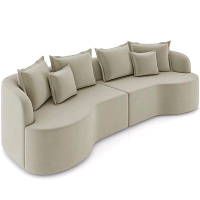 Sofá 3 Lugares Orgânico Living 230cm Ekos K01 Veludo Bege - Lyam Decor