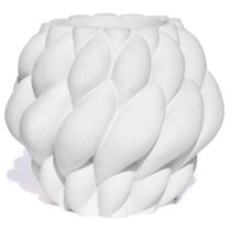 Vaso Decorativo Novelo 13cm Em Cimento Artesanal Sala E Cozinha Branco